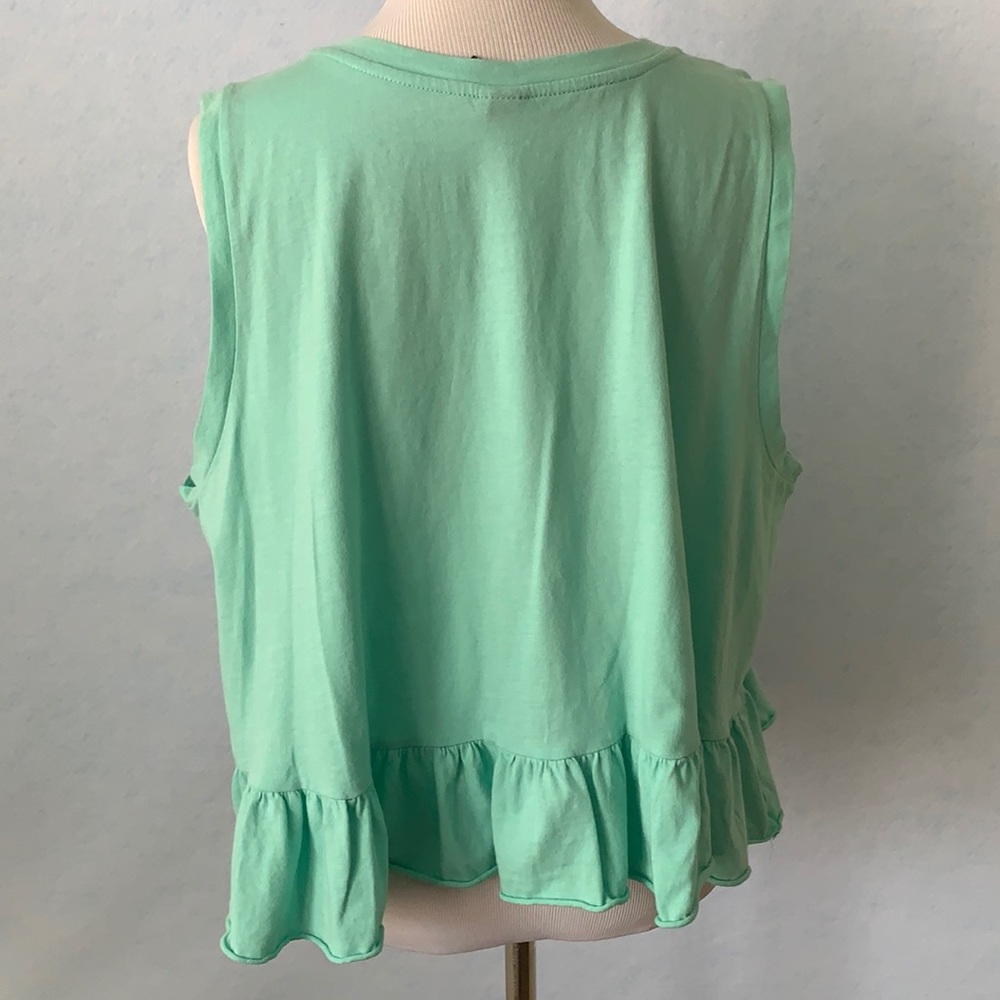 Mint Bottom Ruffled Crop Tank - Picture 3 of 9